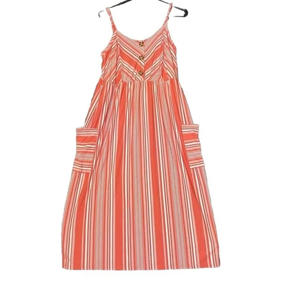 Bobbie Brooks Womens Size Small Sundress Pink White Striped Grannycore Beachy - Picture 2 of 10